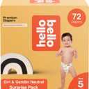 Hello Bello Premium Diapers, Size 5 (27+ lbs) Surprise Pack for Girls - 72 Count, Hypoallergenic with Soft, Cloth-Like Feel - Assorted Girl & Gender Neutral Patterns