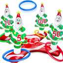 TURNMEON Giant Inflatable Christmas Tree Ring Toss Party Game Kids Adults Family Stocking Stuffers Toys Christmas Party Decorations Supplies Favors Gifts Grandkids Indoor Outdoor,4 Santa Base 4 Rings