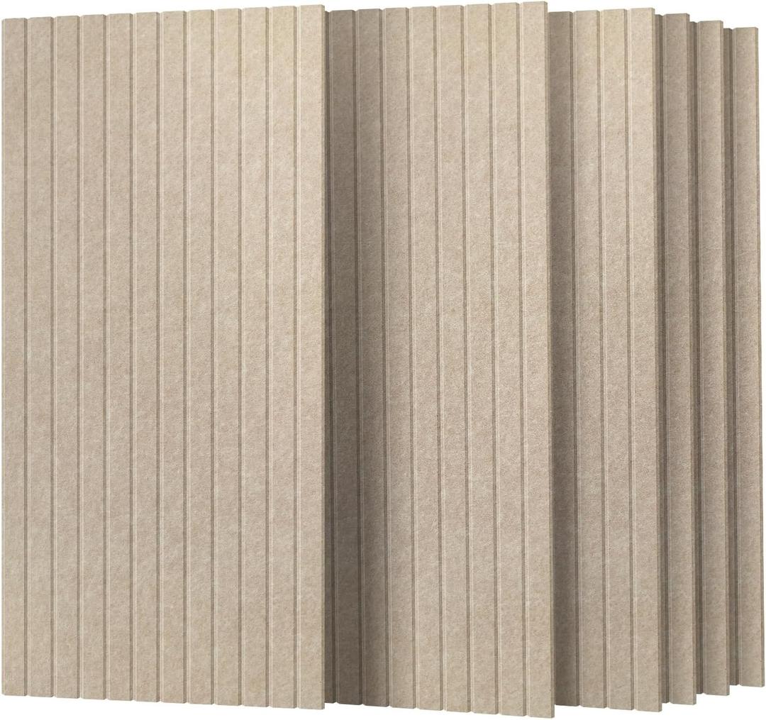 UMIACOUSTICS 6 Packs Acoustic Panel,47.2 x 23.6 Inches Decorative Sound Proof Panel for Office,Home Theater,Studio,Light Tan