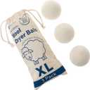 GE Appliances Wool Dryer Balls, XL Reusable Natural Fabric Softener Made of 100% Pure New Zealand Wool, Set of 3