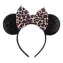 Foeran Mouse Ears Headbands Shiny Bows Mouse Ears Glitter Party Princess Decoration Cosplay Costume for Girls Women (Leopard)