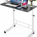 Zanbeel Mobile Standing Desk Adjustable Height for Laptop Small Rolling Desk & Portable Table on Wheels Small Standing Table with Wheels for Home Office (Wood)