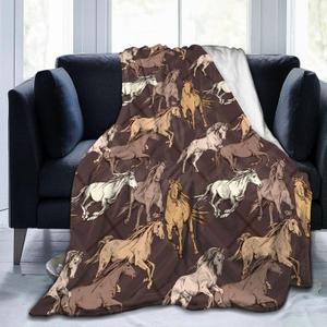 Horse Vintage Blanket Soft Lightweight Throw Blankets Cozy Flannel Bed Throws for Sofa Couch Travel Home Room Bedroom Decor Gifts for Girls Boys Kids Adults 60"x50"