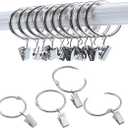 40 Pack Openable Curtain Rings with Clips Metal Hangers Ring, Drapery Clips Hooks, Decorative Curtain Rod Clips Hangers 1.5 Inch Interior Diameter Eyelets(Silver,1.5")