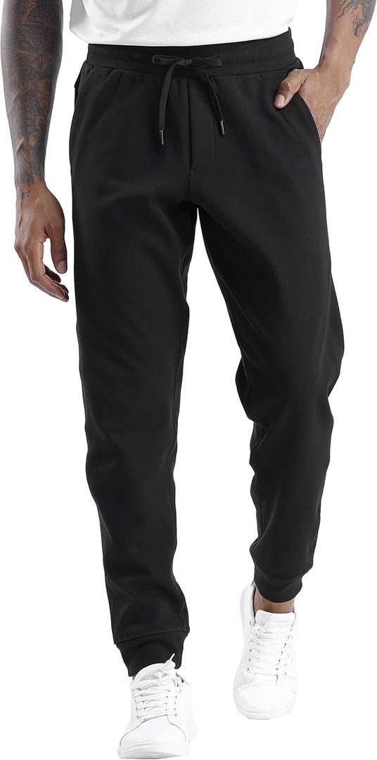 THE GYM PEOPLE Mens' Fleece Joggers Pants with Deep Pockets in Loose-fit Style (Medium, Fleece Lined Black)