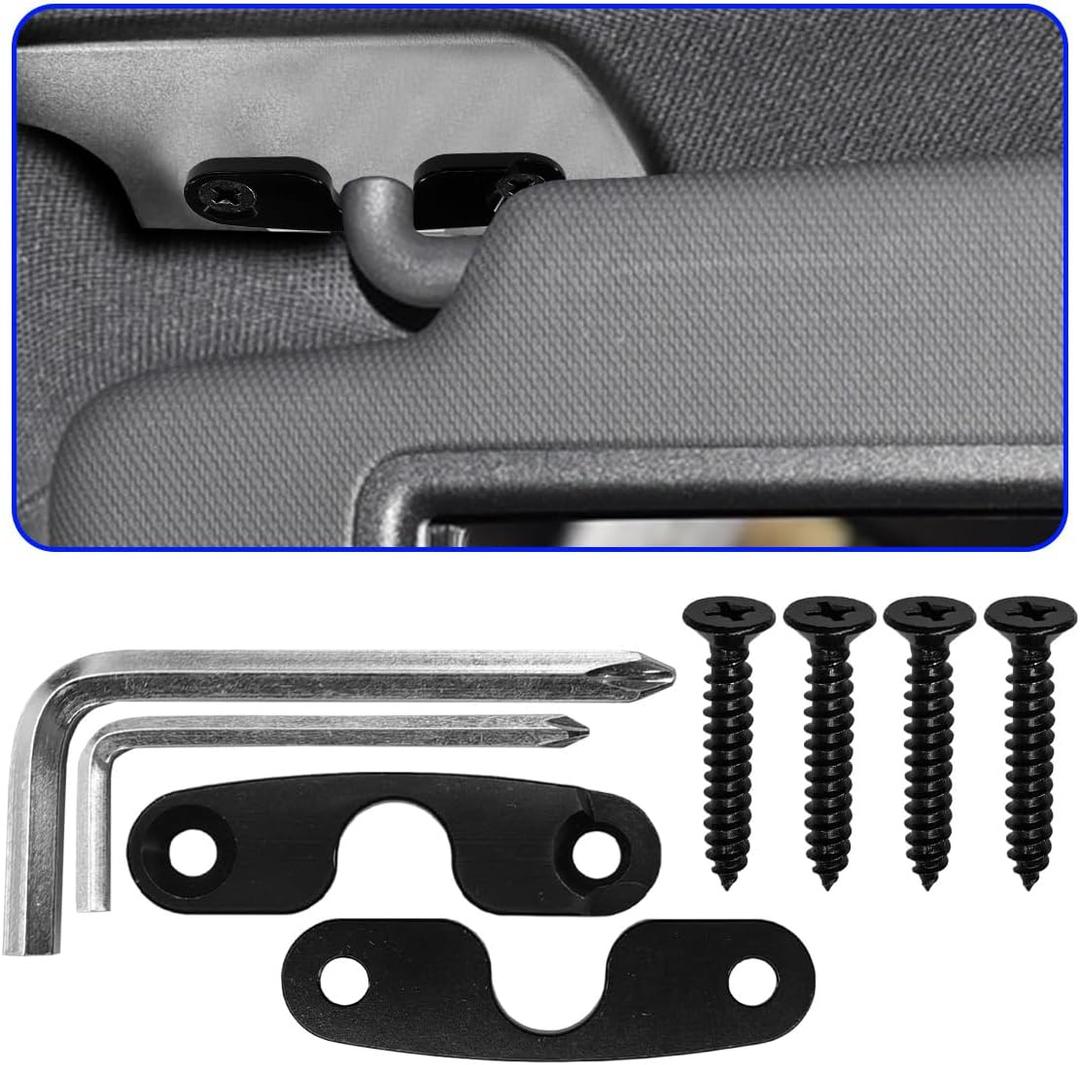 Aluminum Alloy Car Sun Visor Repair Kit, Heavy Duty Automotive Sun Visor Clip, Universal Vehicle Visors Mounting Holder for Most SUVs (Black)