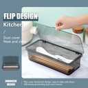 SUNSHNO 3PCS Flatware Tray with Lid and Drainer, Tableware Utensil and Cutlery Drawer Organizer with Lid Covered Silverware Tray to Keeps Your Cutlery Organized and Protected