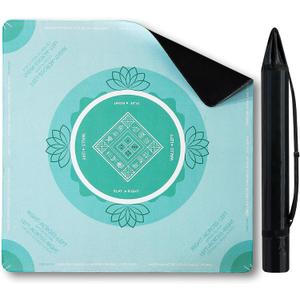 Non-Slip Mahjong Mat with Rule, Noise Cancelling American Mahjong Table Mat and Cover for Poker Cards, Board and Tile Games, 31.5 Inch X 31.5 Inch(Green)