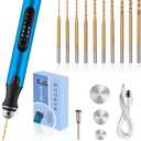 3-Speed Cordless Mini Drill Pen With 10 Small Drill Bits,Rechargeable Electric Hand Drill Pin Vise,Resin Drill Set For Jewelry Making, Resin, Plastic, Wood, Keychains DIY (BLUE)