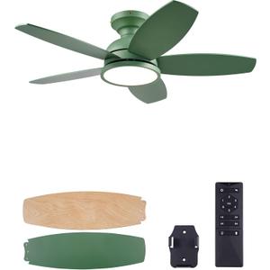 VONLUCE Ceiling Fans with Lights, 36 Inch Ceiling Fan and Remote, Full-spectrum LED Light, 3CCT, 6-Speeds Noiseless Reversible DC Motor, Modern Ceiling Fan for Bedroom Living Room Farmhouse, Green