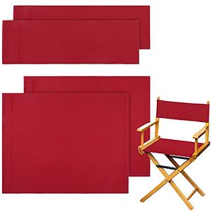 Boao 2 Sets Directors Chair Canvas Replacement, Makeup Chair Seat and Back Replacement Cotton Canvas Stool Protector for Home Director Medium Size (Red)