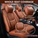 Auto Car Seat Covers Accessories Full Set Leather Cushion Protector Breathable Waterproof Seat Cover for Cars Universal Fit (Brown, Front Pair and Rear)