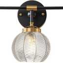 Bathroom Vanity Light fixtures 3 Light Glass Globe Wall Sconce Lights Black Wall Mount Light with Clear Glass Shade, Mid Century Modern Wall Sconce for Over Mirror Bedroom Hallway (3-Lights)
