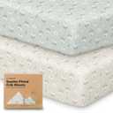 KeaBabies 2-Pack Organic Crib Sheets for Boys, Girls - 52x28 Fitted Crib Mattress Sheet Neutral, Breathable Jersey Cotton Cover for Baby Bed, Toddler Mattress, Soft & Cute Prints (Daisies)