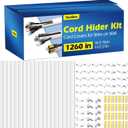 1260in Cord Hider Kit, Cord Covers for Wires on Wall, Paintable Cable Raceway, Cord Hider for Wall Mount tv, tv Cable Hider Wall kit, Wire Covers for Cords, 80X L15.75 X W0.96in X H0.57in, White
