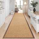 Washable Hallway Runner Rug 2x8 Jute Like Kitchen Runner Mat Rugs Non Slip, Woven Soft Entryway Farmhouse Runner Boho Floor Carpet for Indoor Laundry Hall Backdoor Bedroom Living Room, Brown