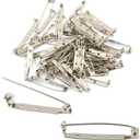 Brooch Pin Back 50pcs Bar Pin Back 1.5 Inch Clasp Pin Back Brooch Pin Backs for Crafts Badge Name Tag DlY Jewelry Making & Craft (60 Pcs, Silver Color)