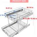 Sikarou Pull Out Cabinet Organizer 14" W x 21" D 2-Tier Individual Slide Out Drawer Pantry Shelf Storage for Kitchen Base Cabinet Organization for Kitchen, Bathroom, Pantry, Chrome
