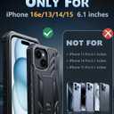 FNTCASE for iPhone 15 Case: for iPhone 14 Case & iPhone 13 Case [Built-in Screen Protector & Kickstand] [Military Grade Drop Protection] Heavy Duty Full Protective Shockproof TPU Phone Cover - Black