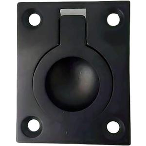 QCAA Solid Brass Flush Ring Pull, 36.5 x45 mm, Matte Black, 1 Pack, Made in Taiwan