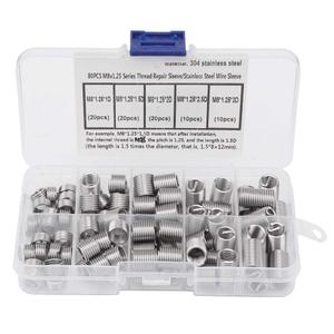 80Pcs M8x1.25 Threaded Inserts Stainless Steel Spiral Helical Thread Insertion Kit