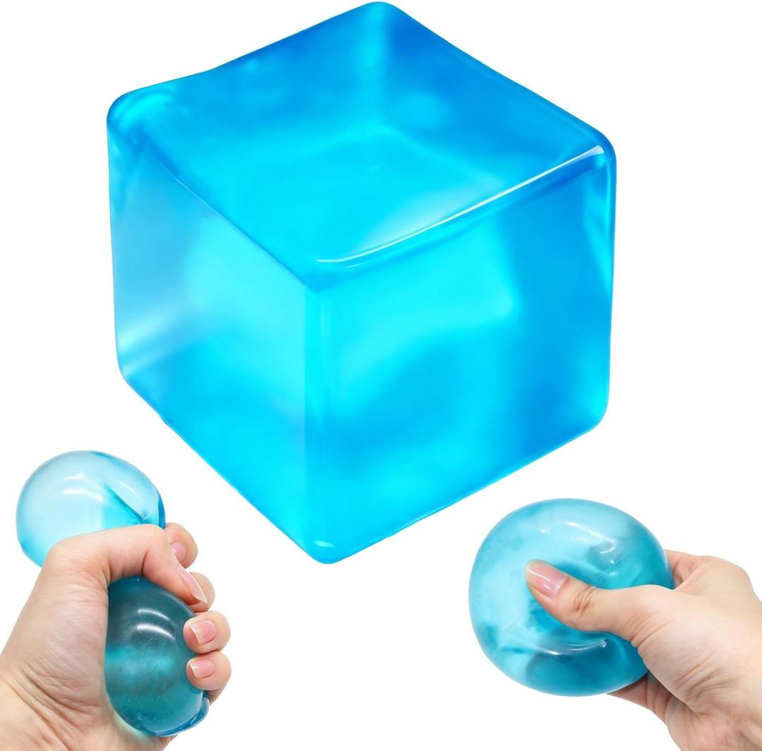 4 x Squishy Stress Cube for Adults, Sugar Squishy Slow Rising Squeeze Toys Nice Fidget Cube Sensory for Anxiety Stress Relief High Density Ice Squeeze Ball Cubes