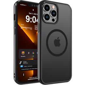 DEERLAMN Magnetic Matte Case for iPhone 13 Pro, [Compatible with MagSafe][Military Grade Drop Protection] Anti-Fingerprint Slim Translucent Shockproof Protective Phone Cover, Black