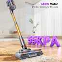 MYUAKO Cordless Vacuum Cleaner 680W 55kPa Vacuum Cleaners for Home Up to 75Mins, Cordless Rechargeable Vacuum Cleaner Anti-Tangled Vacuum Cleaner 1.8L for Hardwood Floor,Carpets,Pet Hair Nova G8