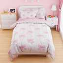 SANDJEST Bow Duvet Cover Sets Twin Size for Kids Girls, Include 1 Polyester Comforter Cover 68x86 Inches and 1 Pillowcase 20x26 Inches, Comforter Not Included, Gift for Christmas Birthday