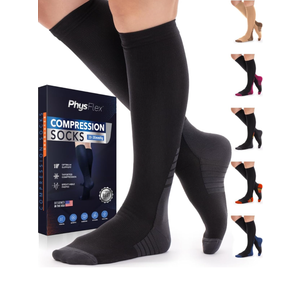 Compression Socks for Women & Men (20-30 mmHg) Support for Travel, Nurses, Pregnancy, Shin Splints, Sports and Everyday Wear L-XL