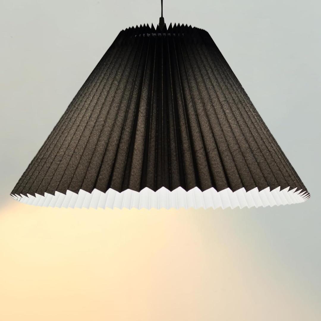 Pleated Black Lamp Shade for Arc/Arched Table Lamp/Floor Lamps Replacement spider lampshade-black 5.9"Top X 16.5"Bottom X 11"High, 16.5in