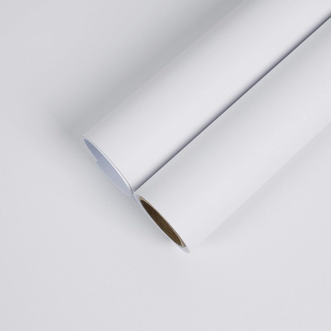CHIHUT 12x472 White Wallpaper for Bathroom Kitchen Cabinets Modern Renter Friendly Self Adhesive White Contact Paper Peel and Stick Removable Paintable Wallpaper Vinyl Wrap for Countertops