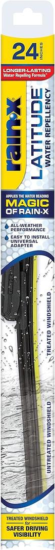 Rain-X 5079280-2 Latitude 2-In-1 Water Repellent Wiper Blades, 24 Inch Windshield Wipers (Pack Of 1), Automotive Replacement Windshield Wiper Blades With Patented Water Repellency Formula
