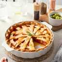 Samsle Ceramic Pie Pan For Baking,13Inch Round Baking Dish With Double Handle,Pie Plate With Ruffled Edge-Microwave, Dishwasher, and Oven Safe