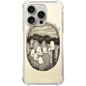 Cozmaison Spooky Ghost Case Compatible with iPhone 16 Pro Max, Vintage Tomb Yard Halloween Ghost Case for iPhone 16 Pro Max, Trendy Soft TPU Bumper Case Cover