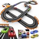 Slot Car Race Track Sets with 4 HighSpeed Racing Car, Battery or Electric Race Car Track for Boys and Kids, Dual Racing Game Lap Counter Circular Overpass Track, Gifts Toys for Boys Kids Age 6 7 812