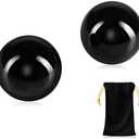 Learay 2PCS Black Obsidian Baoding Balls, Chinese Health Exercise Massage Balls with Carry Pouch for Stress Relief Hand Exercise Balls (Black/1.57 inch)
