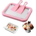 Rolled Ice Cream Maker Machine - Perfect for Home & Parties Use, DIY Manual Rolled Ice Cream Tray - Ice Cream Machine for Delicious Hand-Rolled Desserts (Pink)