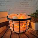 Himalayan Salt Lamp, Metal Basket with Chunks, Natural Salt Lamp, Unique Gift Idea (Metal Round 2)