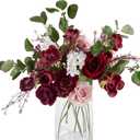 Anna's Whimsy Artificial Flowers Bouquets, Artificial Silk Flowers Bouquets for Wedding, Home Table Decorations, Wedding Centerpieces Bouquets Flowers Arrangement Decorations (Red)