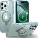 Hocase for iPhone 16 Pro Max Case, with Magnetic Ring Stand [Compatible with MagSafe] [Military Grade Protection] Slim Shockproof Translucent Protective Phone Case - Teal