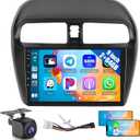 Hikity 4 Core 64G Android 15 Car Stereo for Mitsubishi Mirage 2012 2013 2014 2015 2016 2017 2018, 9 Inch Touchscreen Radio Wireless Carplay Android Auto GPS WiFi Bluetooth FM EQ Backup Camera