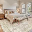 Madane 8x10 Area Rugs for Living Room, Machine Washable Vintage Neutral Rug with Non-Slip Backing, Soft Large Throw Rug, Thin Carpet for Bedroom Dining Room Farmhouse (8 x 10, Beige/Brown)