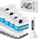 Travel Vacuum Bags with 2026 Lastest Wireless Pump, 8 Pack-4 Sizes Space Saver Vacuum Storage Bags for Luggage and Suitcase, Compression Bags for Packing, Vacuum Seal Bags for Clothing Travel