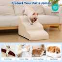 Airpanda Dog Stairs for Small Dogs and Cats 3 Step Pet Ramp for Couch & Sofa, Non-Slip Dog Steps for Pets, Washable Cover, High-Density Support Foam for Easy Climbing,Beige