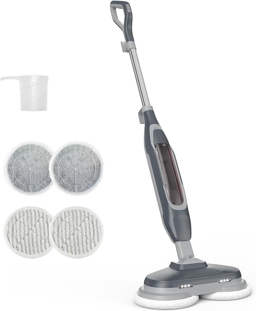 OLIXIS Steam Mop, All-in-One Scrubbing Steam Mops for Floor Cleaning with Rotating Pads, Floor Steamer with 2 LED Lights, 4 Cleaning Modes, Swivel Steering, 16.4 FT Cord, Safe for Hardwood and Tile