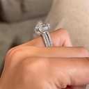 925 Sterling Silver Shiny Full Diamond Gemstone Ring 18K Gold 3PCS Oval Cut 3ct Cubic Zirconia Promise Rings CZ Diamond Multi Row Ring Eternity Engagement Wedding Band Ring Sets Z.180 (US Code 9)