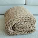 Maetoow Chenille Chunky Knit Blanket Throw 4050 Inch, Handmade Warm & Cozy Blanket Couch, Bed, Home Decor, Soft Breathable Fleece Banket, Christmas Thick and Giant Yarn Throws, Khaki