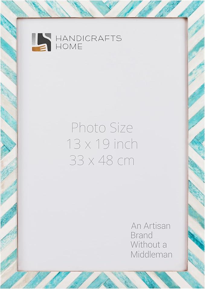 Handicrafts Home Handmade Bone Inlay Wall Hanging Blue PictureFrame, 13x19