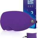 Mavogel Cotton Sleep Eye Mask - Breathable Light Blocking Sleep Mask, Soft Comfortable Night Eye Mask for Men Women, Eye Cover for Travel/Sleeping/Shift Work, Includes Travel Pouch (Purple)